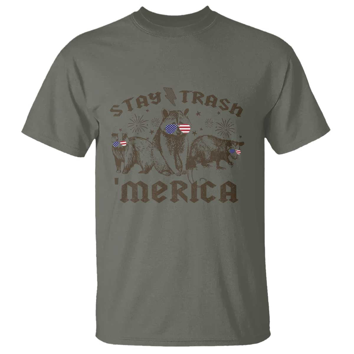 Funny Stay Trash Merica T Shirt 4th Of July Racoon Opossum Badger - Wonder Print Shop