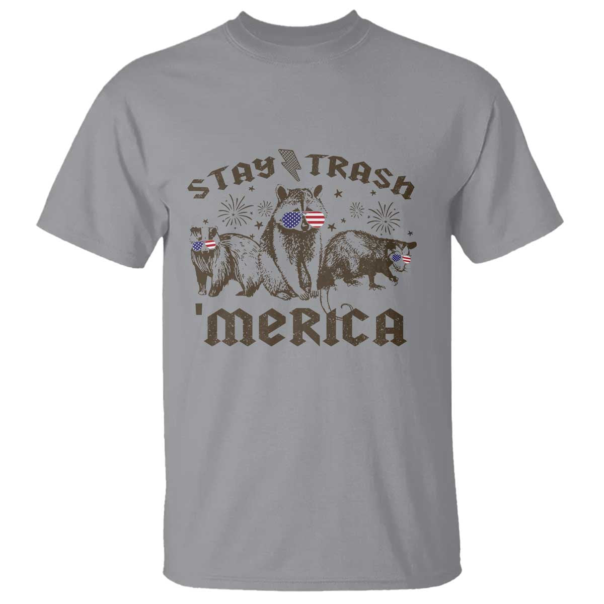 Funny Stay Trash Merica T Shirt 4th Of July Racoon Opossum Badger - Wonder Print Shop
