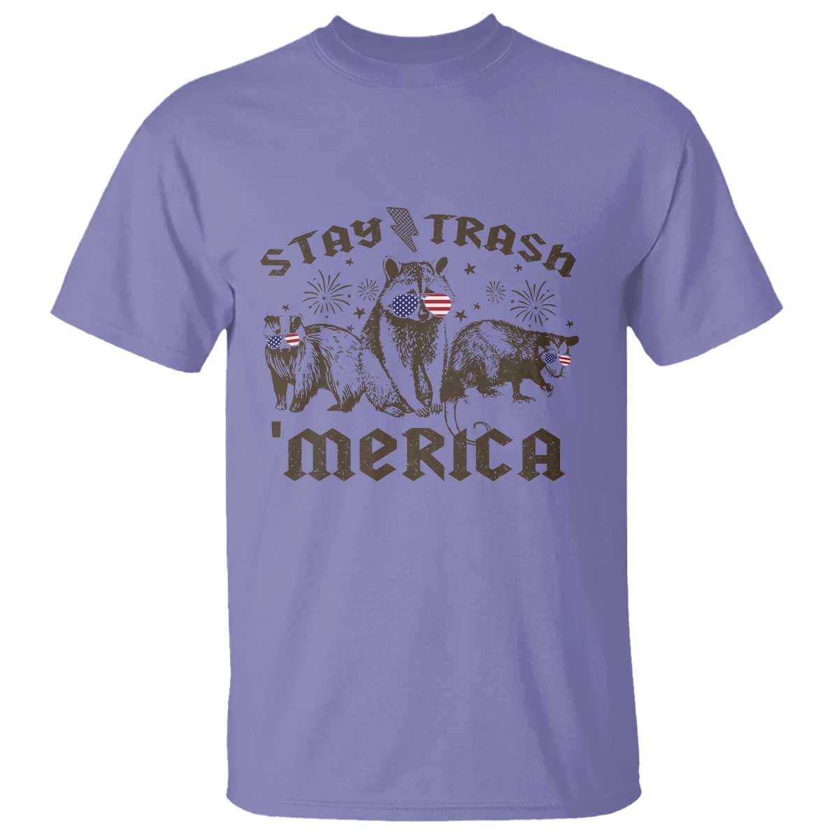 Funny Stay Trash Merica T Shirt 4th Of July Racoon Opossum Badger - Wonder Print Shop