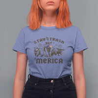Funny Stay Trash Merica T Shirt For Women 4th Of July Racoon Opossum Badger - Wonder Print Shop