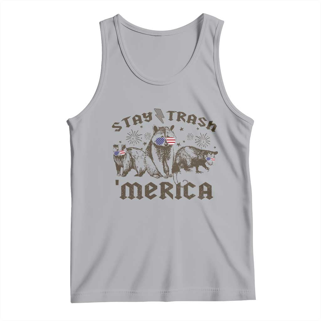 Funny Stay Trash Merica Tank Top 4th Of July Racoon Opossum Badger - Wonder Print Shop