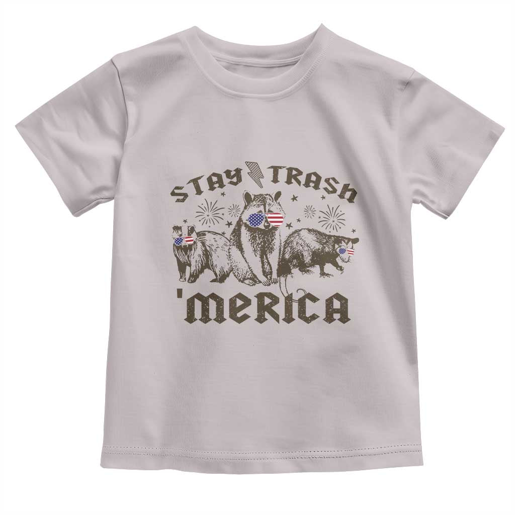 Funny Stay Trash Merica Toddler T Shirt 4th Of July Racoon Opossum Badger - Wonder Print Shop
