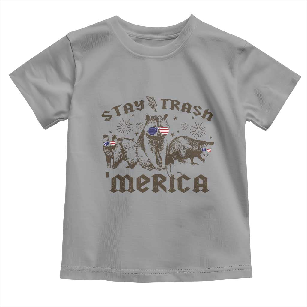 Funny Stay Trash Merica Toddler T Shirt 4th Of July Racoon Opossum Badger - Wonder Print Shop