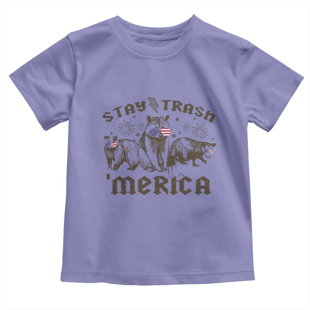 Funny Stay Trash Merica Toddler T Shirt 4th Of July Racoon Opossum Badger - Wonder Print Shop