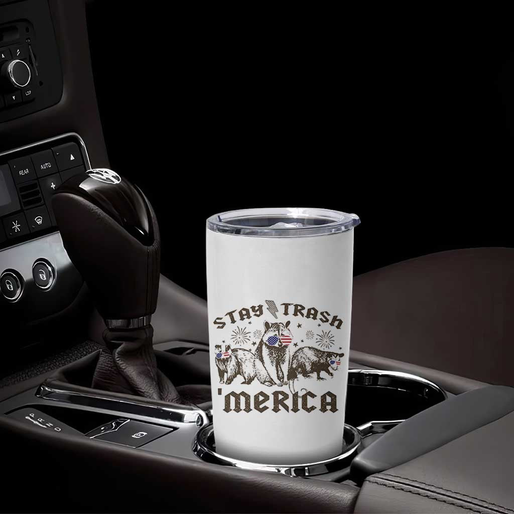 Funny Stay Trash Merica Tumbler Cup 4th Of July Racoon Opossum Badger - Wonder Print Shop
