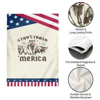 Funny Stay Trash Merica Garden Flag 4th Of July Racoon Opossum Badger
