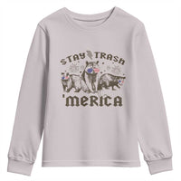 Funny Stay Trash Merica Youth Sweatshirt 4th Of July Racoon Opossum Badger - Wonder Print Shop
