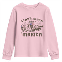 Funny Stay Trash Merica Youth Sweatshirt 4th Of July Racoon Opossum Badger - Wonder Print Shop