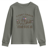 Funny Stay Trash Merica Youth Sweatshirt 4th Of July Racoon Opossum Badger - Wonder Print Shop