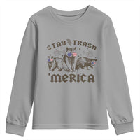 Funny Stay Trash Merica Youth Sweatshirt 4th Of July Racoon Opossum Badger - Wonder Print Shop