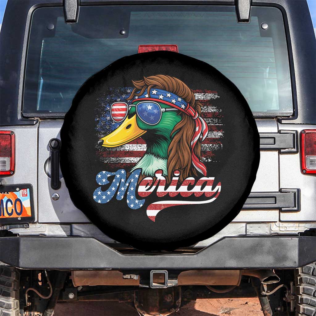 Funny Duck Merica Spare Tire Cover 4th Of July American Flag Patriotic Hunting - Wonder Print Shop