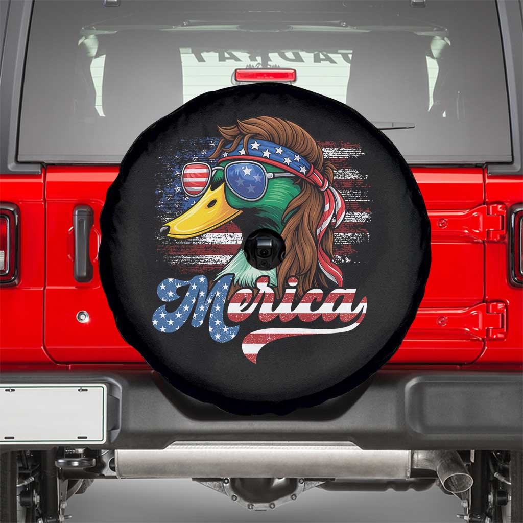 Funny Duck Merica Spare Tire Cover 4th Of July American Flag Patriotic Hunting - Wonder Print Shop