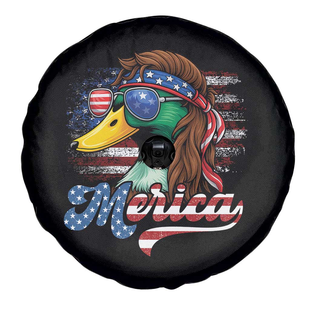 Funny Duck Merica Spare Tire Cover 4th Of July American Flag Patriotic Hunting - Wonder Print Shop
