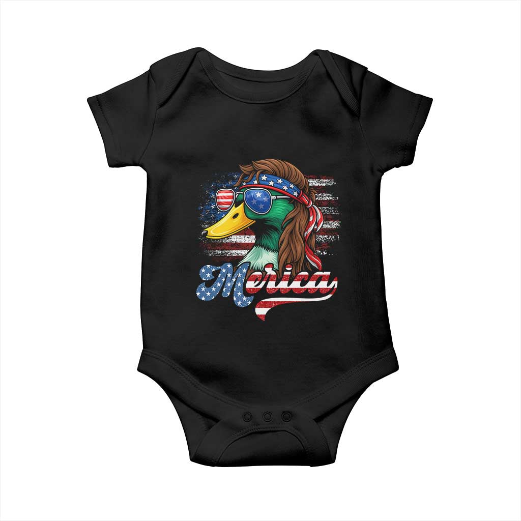 Funny Duck Merica Baby Onesie 4th Of July American Flag Patriotic Hunting - Wonder Print Shop