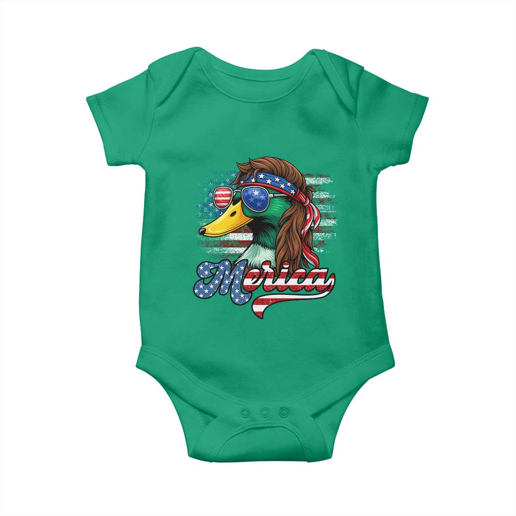 Funny Duck Merica Baby Onesie 4th Of July American Flag Patriotic Hunting - Wonder Print Shop