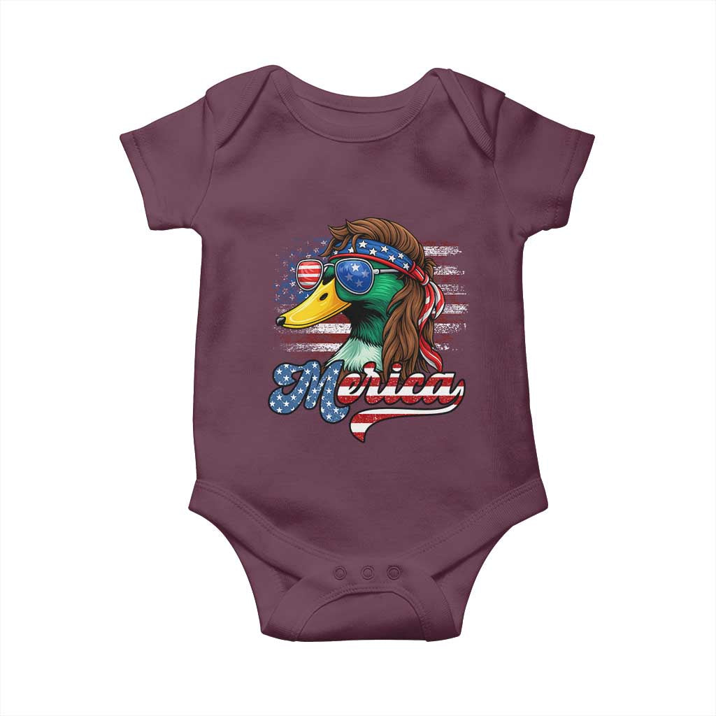 Funny Duck Merica Baby Onesie 4th Of July American Flag Patriotic Hunting - Wonder Print Shop