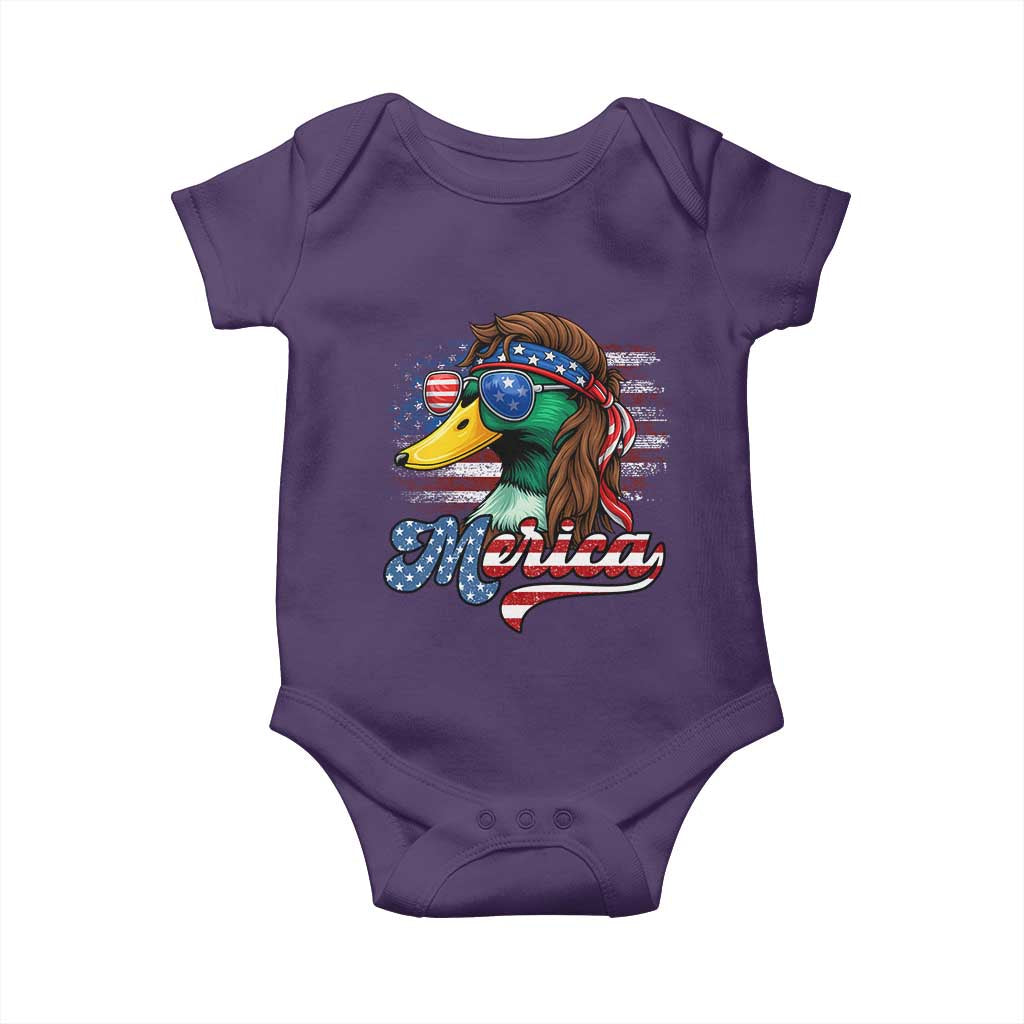 Funny Duck Merica Baby Onesie 4th Of July American Flag Patriotic Hunting - Wonder Print Shop