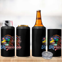 Funny Duck Merica 4 in 1 Can Cooler Tumbler 4th Of July American Flag Patriotic Hunting - Wonder Print Shop