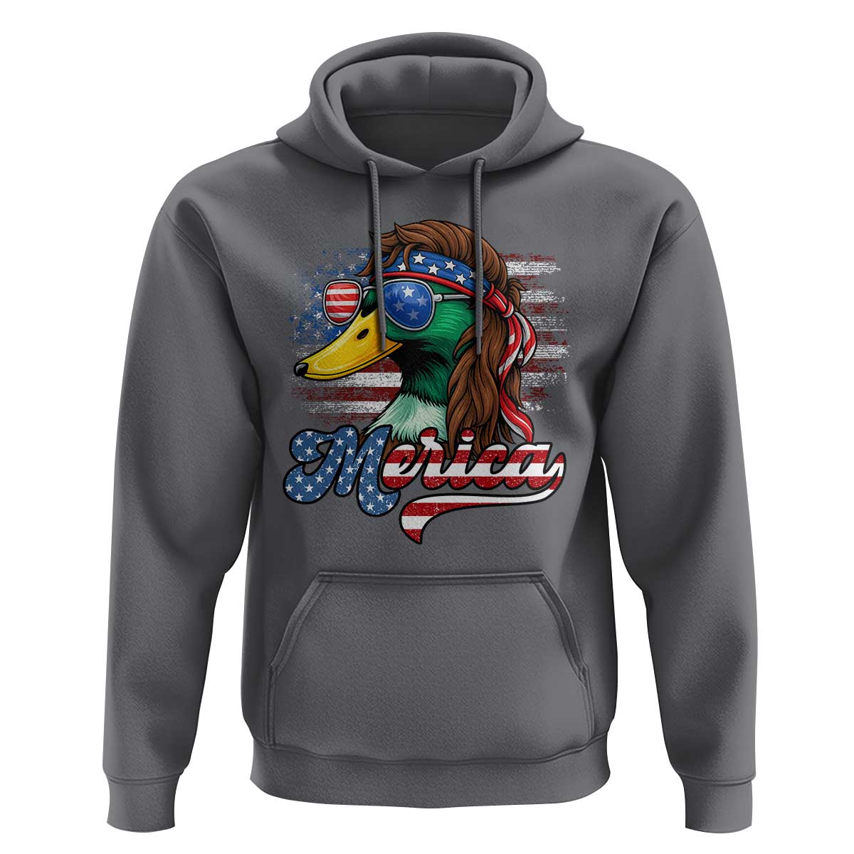 Funny Duck Merica Hoodie 4th Of July American Flag Patriotic Hunting - Wonder Print Shop