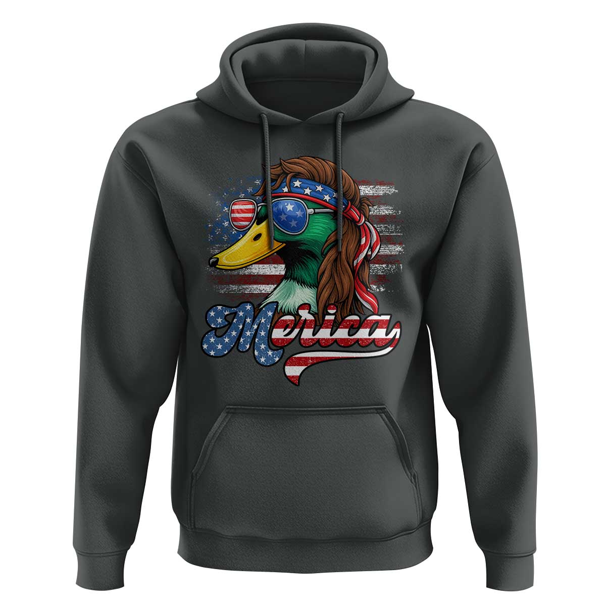 Funny Duck Merica Hoodie 4th Of July American Flag Patriotic Hunting - Wonder Print Shop
