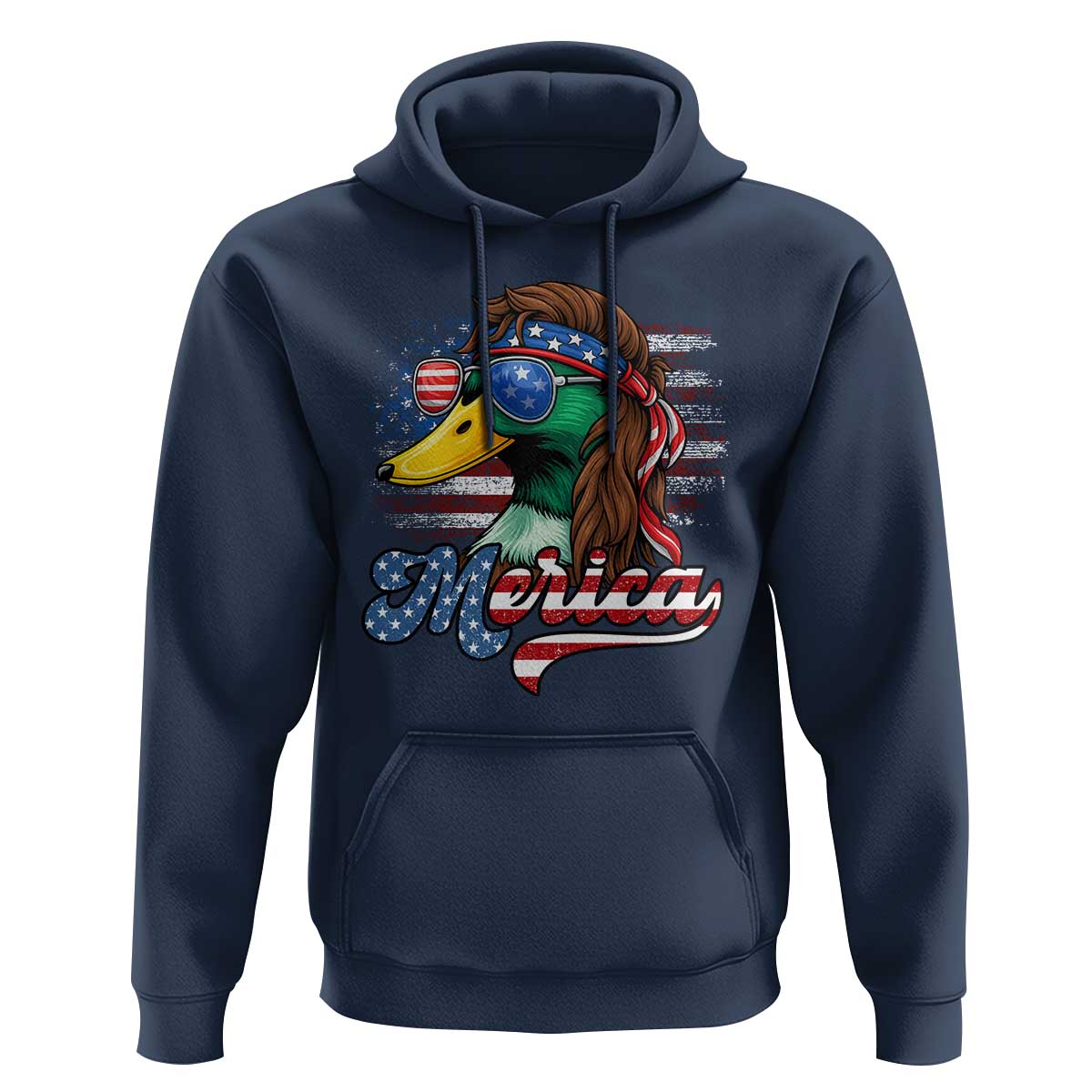 Funny Duck Merica Hoodie 4th Of July American Flag Patriotic Hunting - Wonder Print Shop