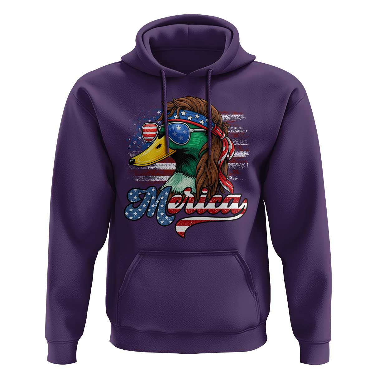 Funny Duck Merica Hoodie 4th Of July American Flag Patriotic Hunting - Wonder Print Shop
