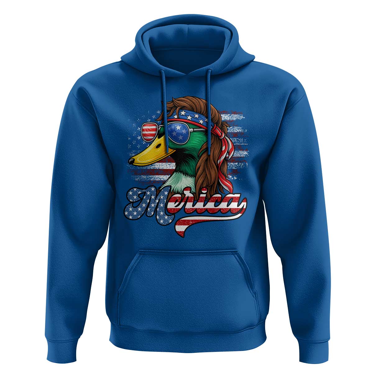 Funny Duck Merica Hoodie 4th Of July American Flag Patriotic Hunting - Wonder Print Shop