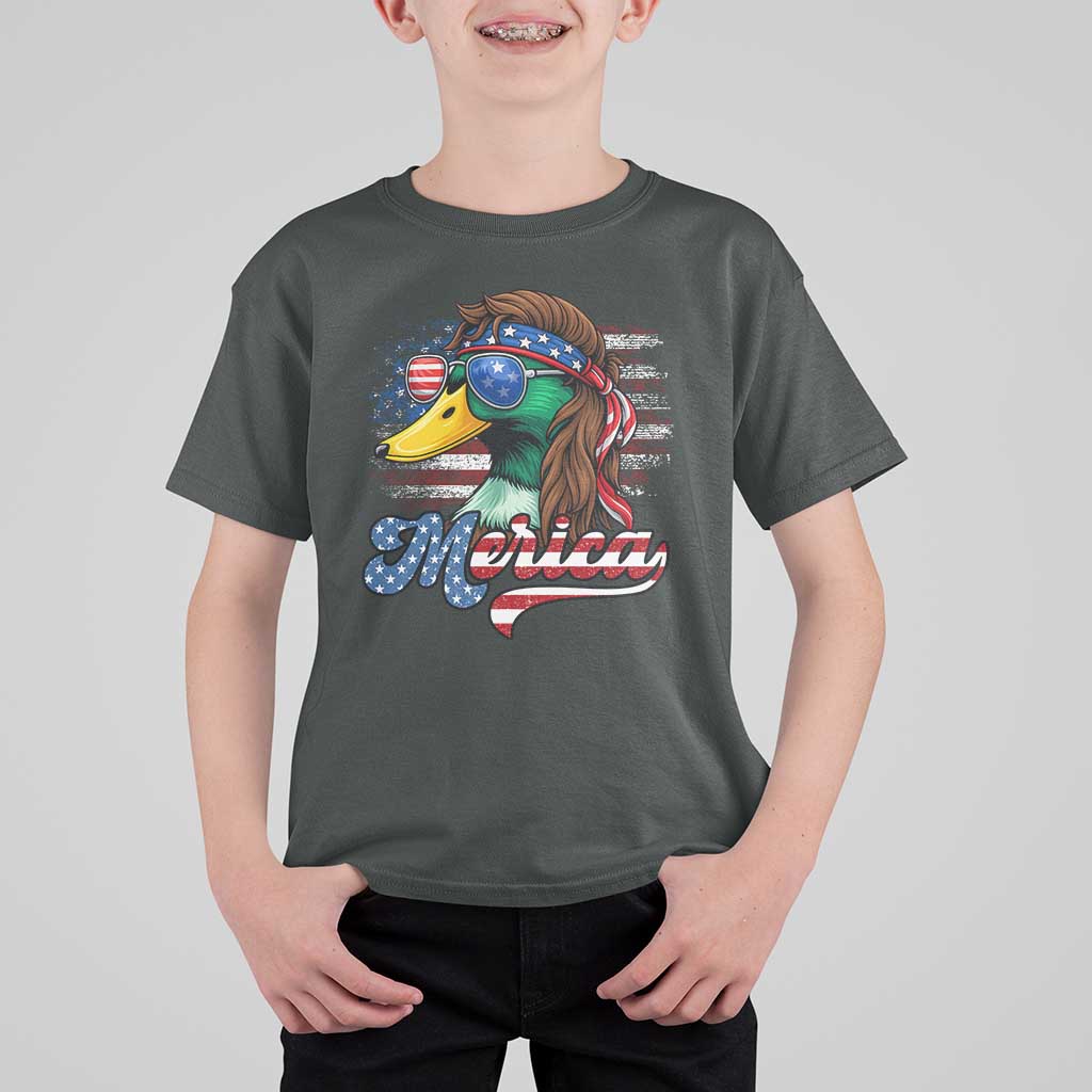 Funny Duck Merica T Shirt For Kid 4th Of July American Flag Patriotic Hunting - Wonder Print Shop