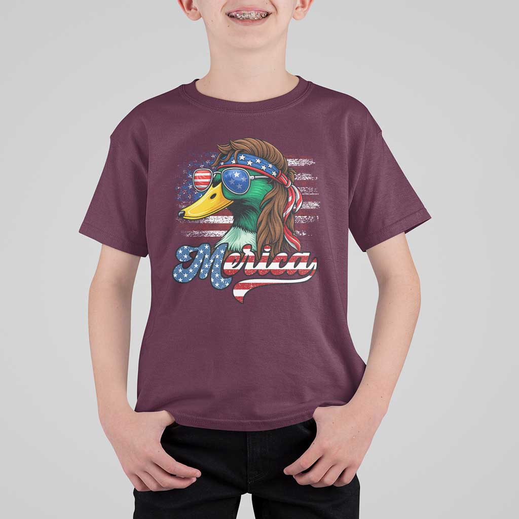 Funny Duck Merica T Shirt For Kid 4th Of July American Flag Patriotic Hunting - Wonder Print Shop