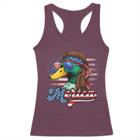 Funny Duck Merica Racerback Tank Top 4th Of July American Flag Patriotic Hunting - Wonder Print Shop