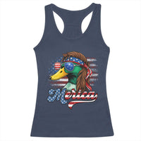 Funny Duck Merica Racerback Tank Top 4th Of July American Flag Patriotic Hunting - Wonder Print Shop