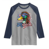 Funny Duck Merica Raglan Shirt 4th Of July American Flag Patriotic Hunting - Wonder Print Shop