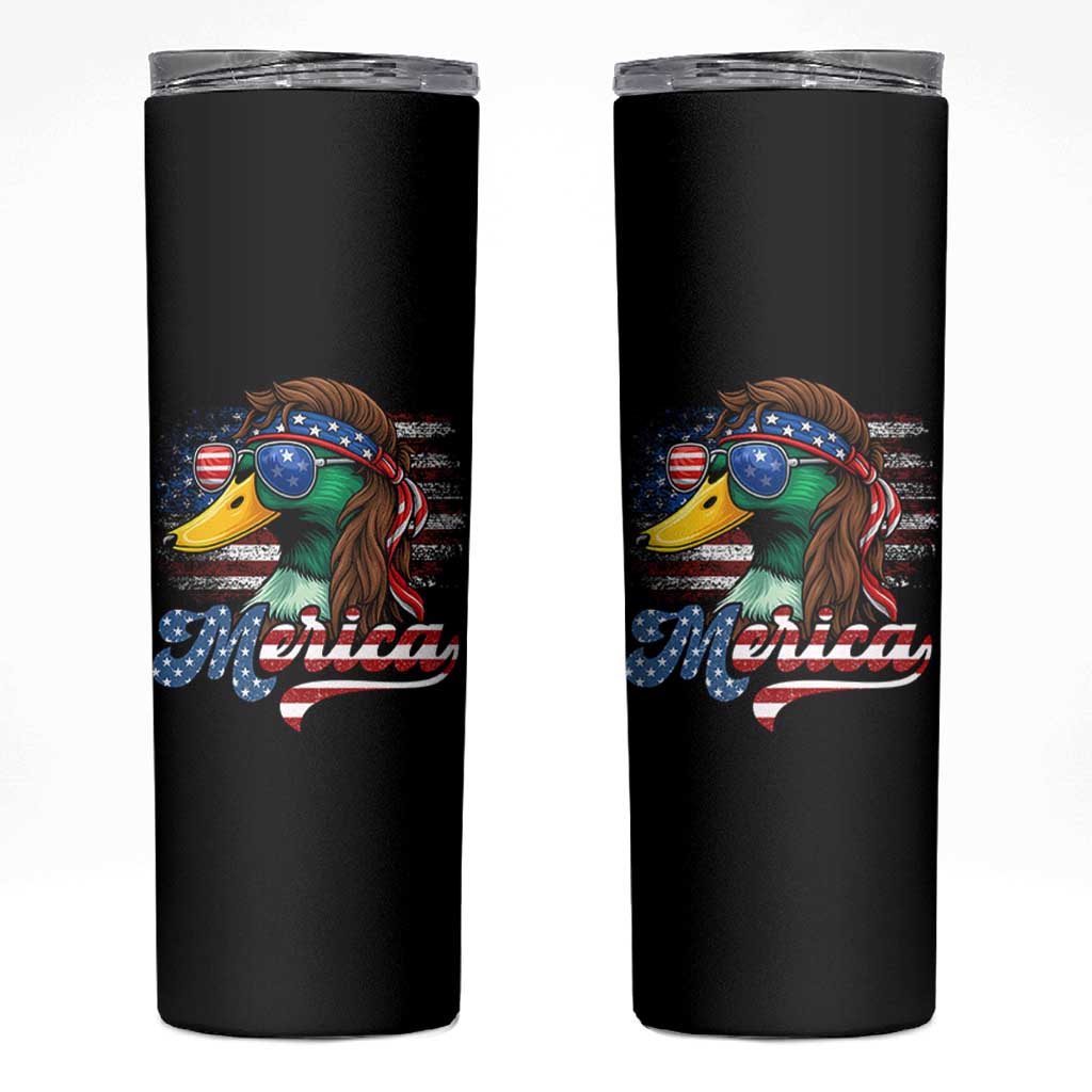 Funny Duck Merica Skinny Tumbler 4th Of July American Flag Patriotic Hunting - Wonder Print Shop
