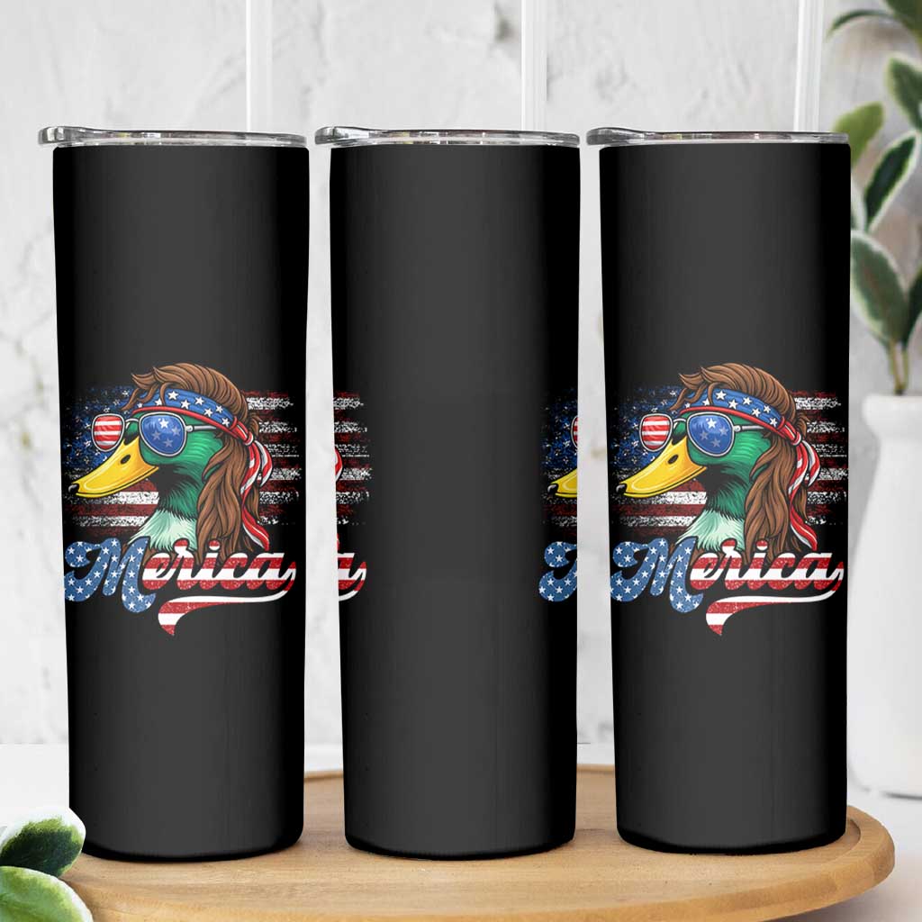Funny Duck Merica Skinny Tumbler 4th Of July American Flag Patriotic Hunting - Wonder Print Shop