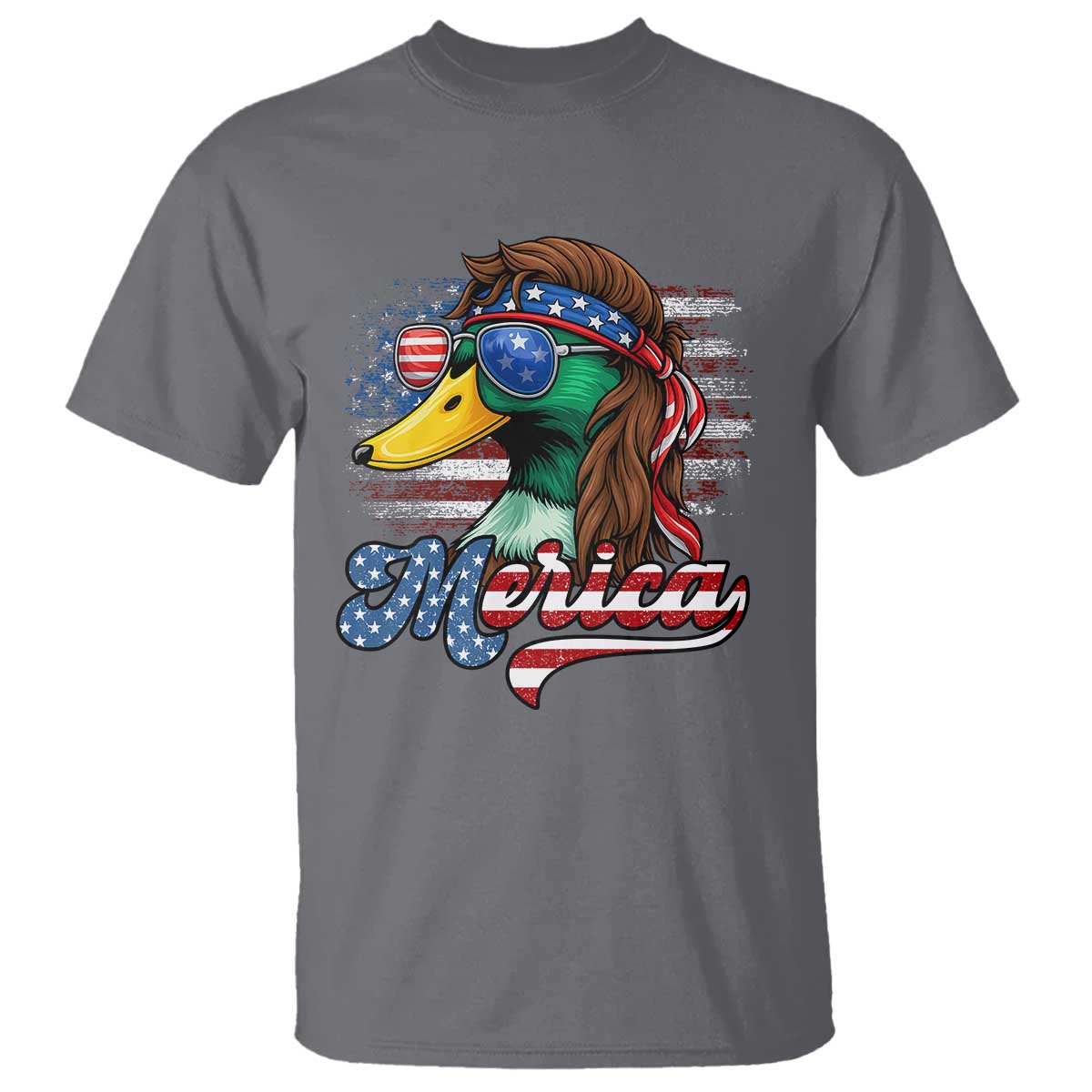 Funny Duck Merica T Shirt 4th Of July American Flag Patriotic Hunting - Wonder Print Shop