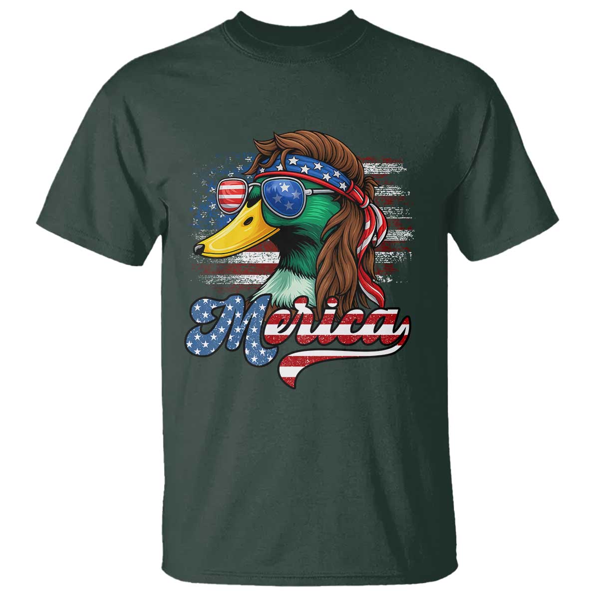 Funny Duck Merica T Shirt 4th Of July American Flag Patriotic Hunting - Wonder Print Shop