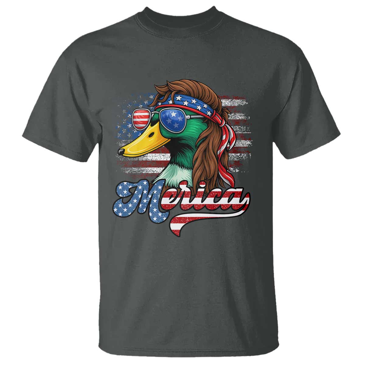 Funny Duck Merica T Shirt 4th Of July American Flag Patriotic Hunting - Wonder Print Shop
