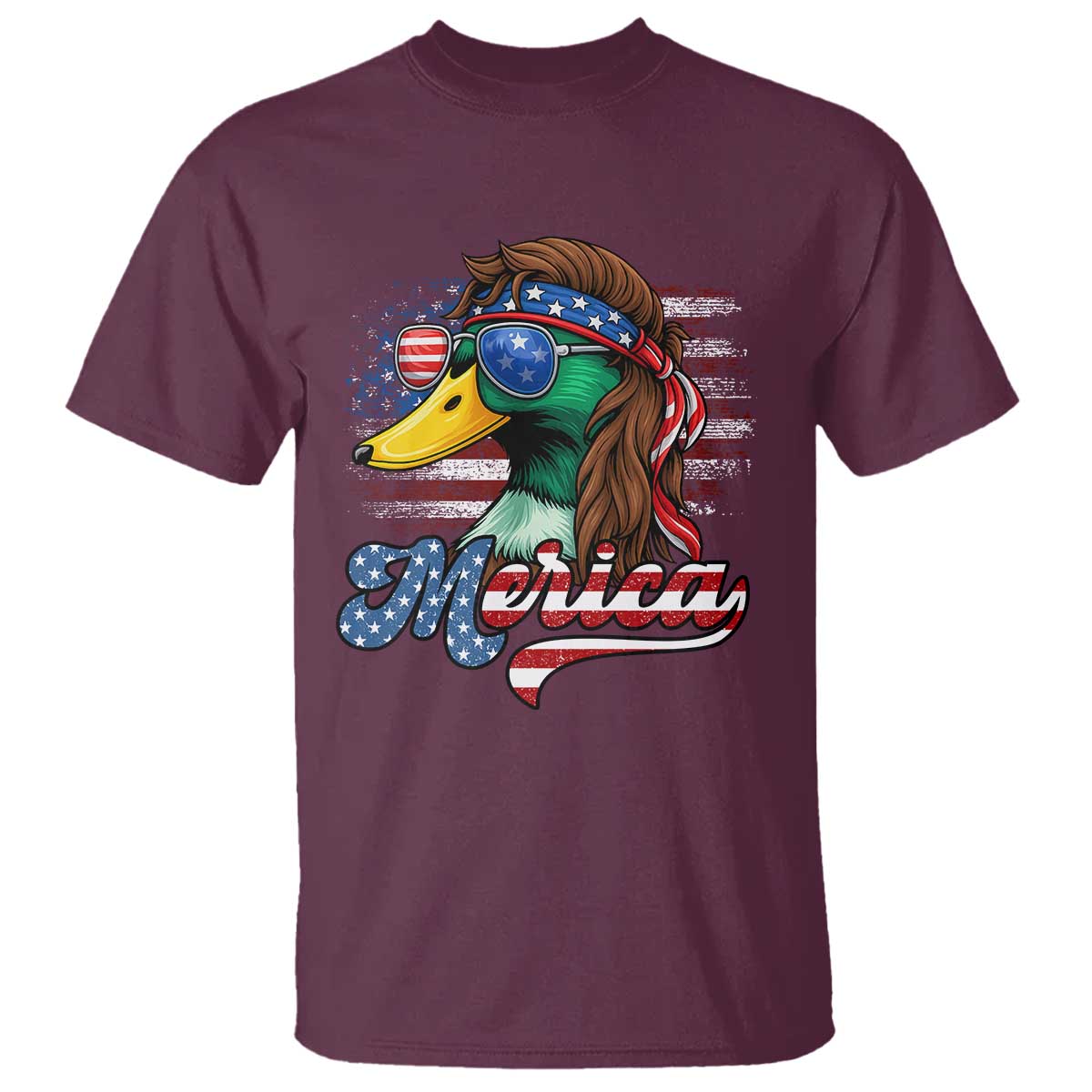 Funny Duck Merica T Shirt 4th Of July American Flag Patriotic Hunting - Wonder Print Shop