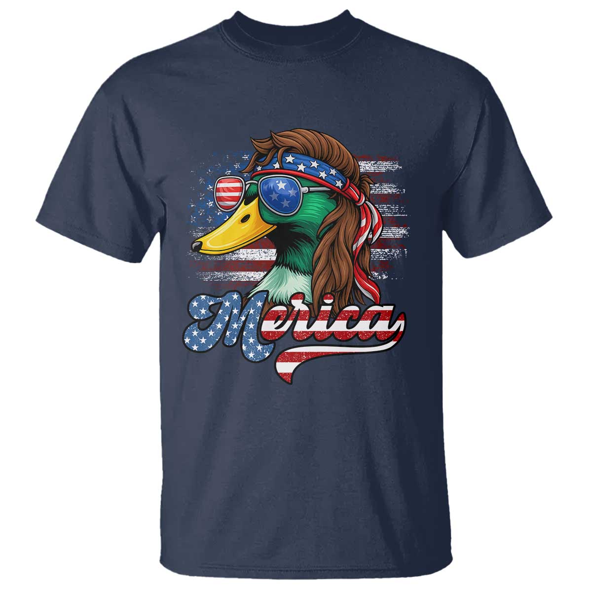 Funny Duck Merica T Shirt 4th Of July American Flag Patriotic Hunting - Wonder Print Shop