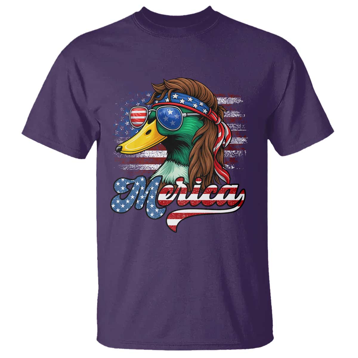 Funny Duck Merica T Shirt 4th Of July American Flag Patriotic Hunting - Wonder Print Shop