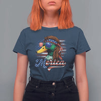 Funny Duck Merica T Shirt For Women 4th Of July American Flag Patriotic Hunting - Wonder Print Shop