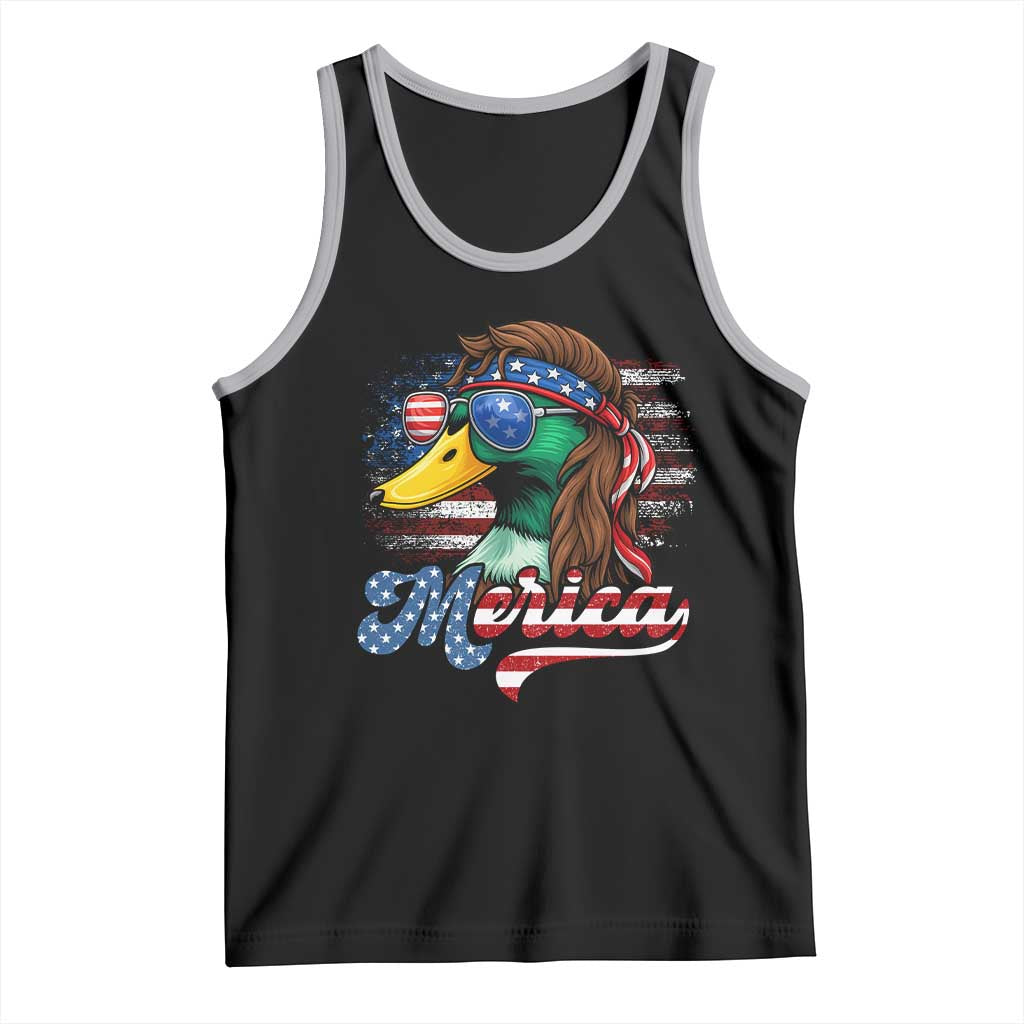 Funny Duck Merica Tank Top 4th Of July American Flag Patriotic Hunting - Wonder Print Shop