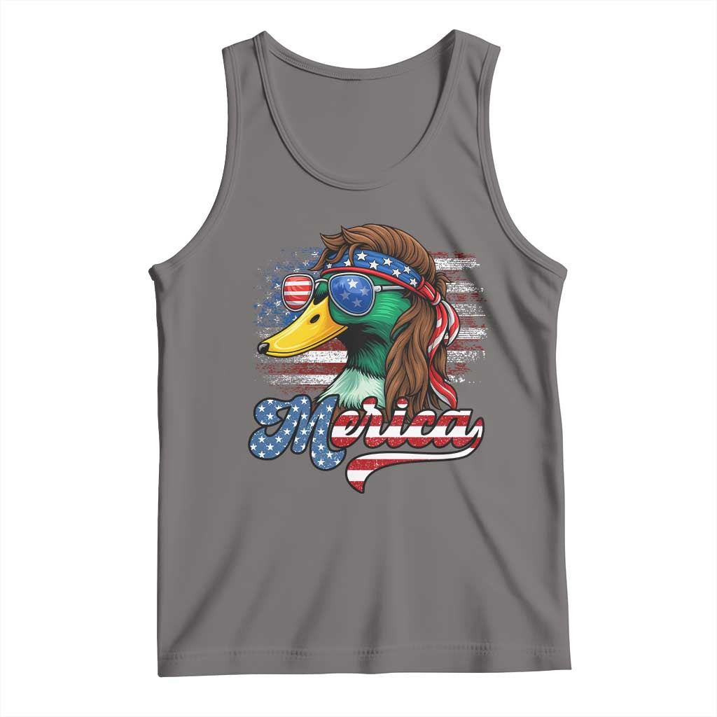 Funny Duck Merica Tank Top 4th Of July American Flag Patriotic Hunting - Wonder Print Shop