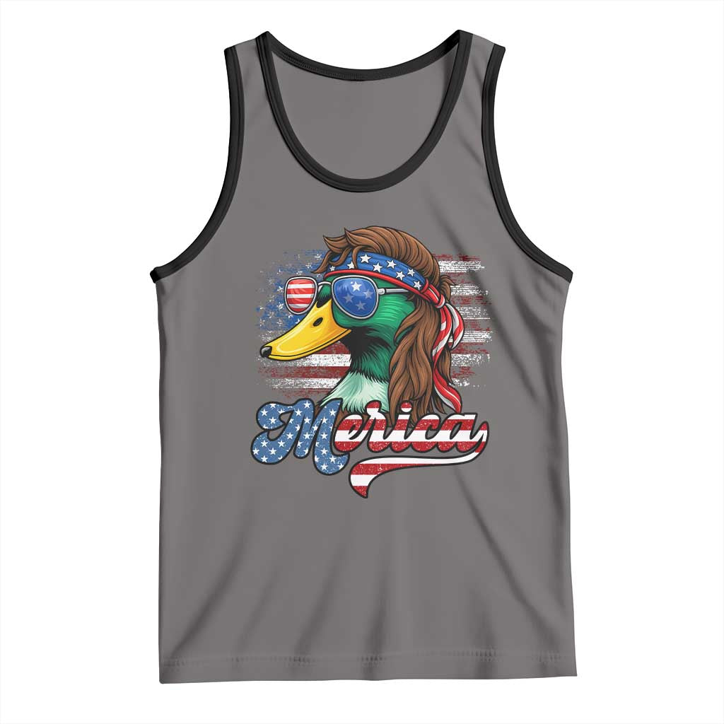 Funny Duck Merica Tank Top 4th Of July American Flag Patriotic Hunting - Wonder Print Shop