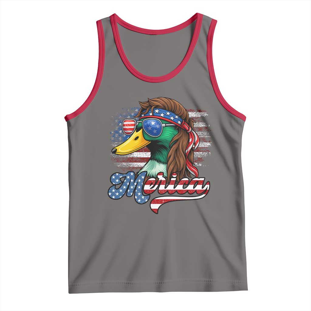 Funny Duck Merica Tank Top 4th Of July American Flag Patriotic Hunting - Wonder Print Shop
