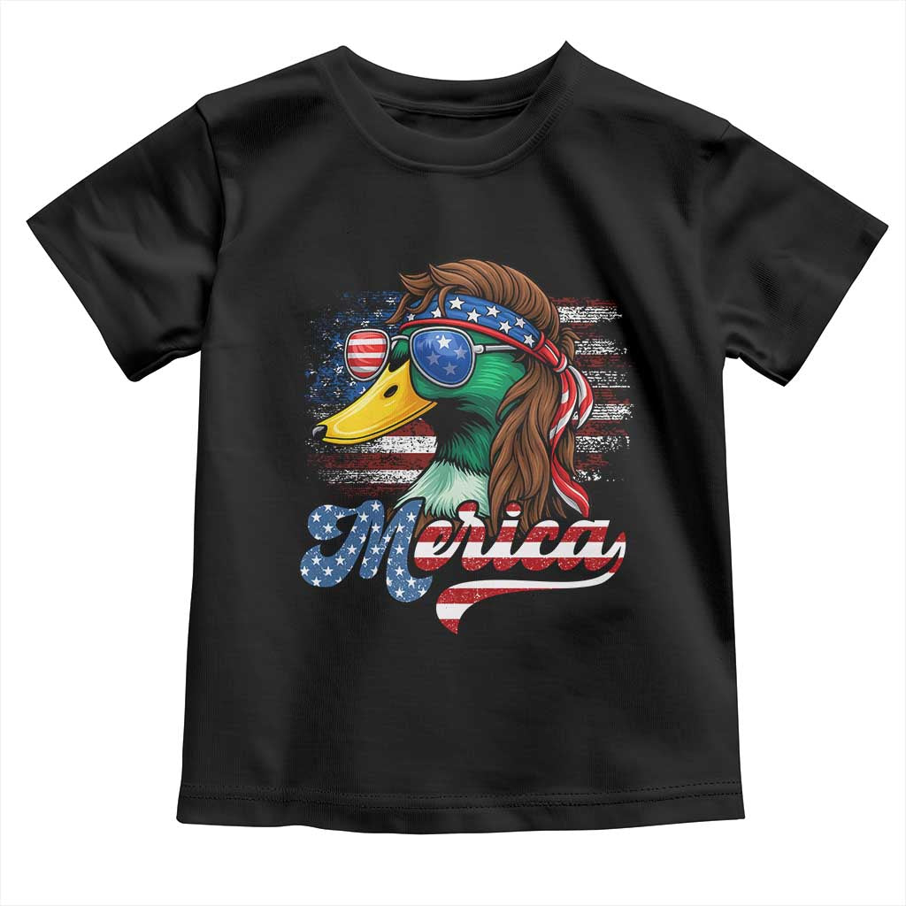 Funny Duck Merica Toddler T Shirt 4th Of July American Flag Patriotic Hunting - Wonder Print Shop