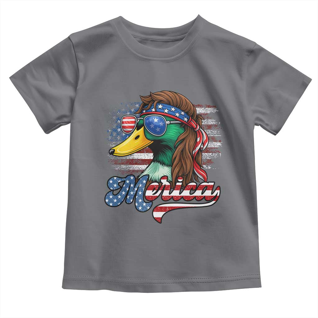 Funny Duck Merica Toddler T Shirt 4th Of July American Flag Patriotic Hunting - Wonder Print Shop