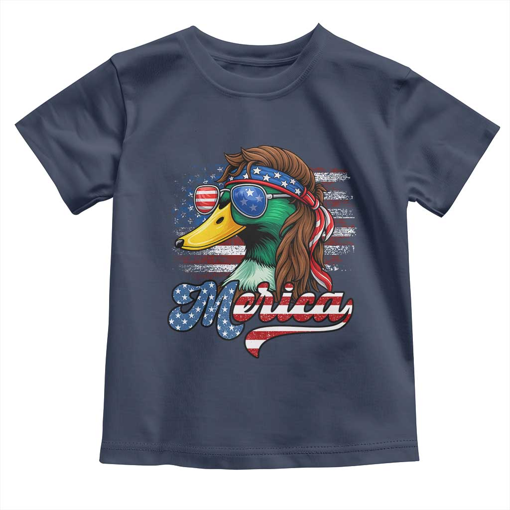 Funny Duck Merica Toddler T Shirt 4th Of July American Flag Patriotic Hunting - Wonder Print Shop