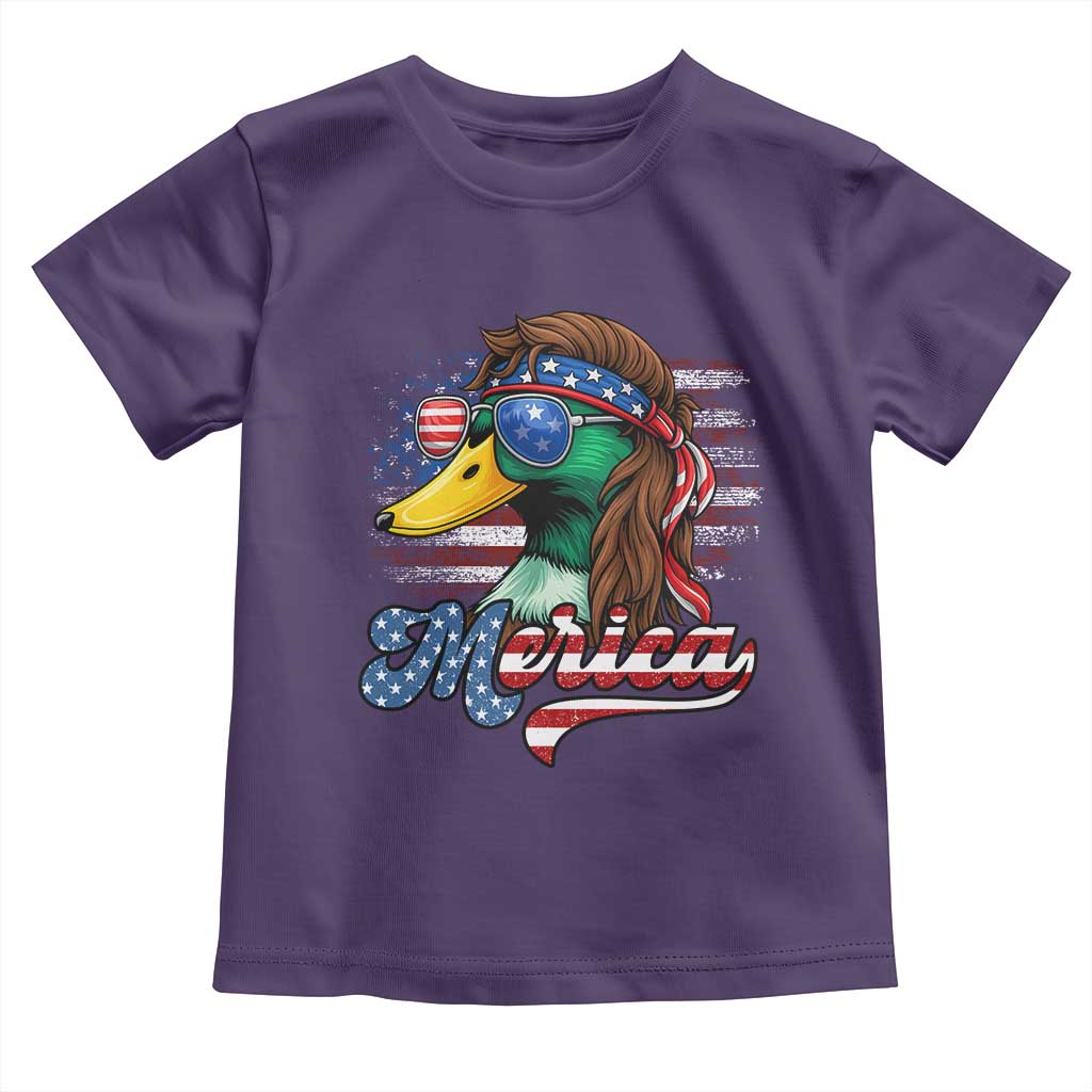 Funny Duck Merica Toddler T Shirt 4th Of July American Flag Patriotic Hunting - Wonder Print Shop