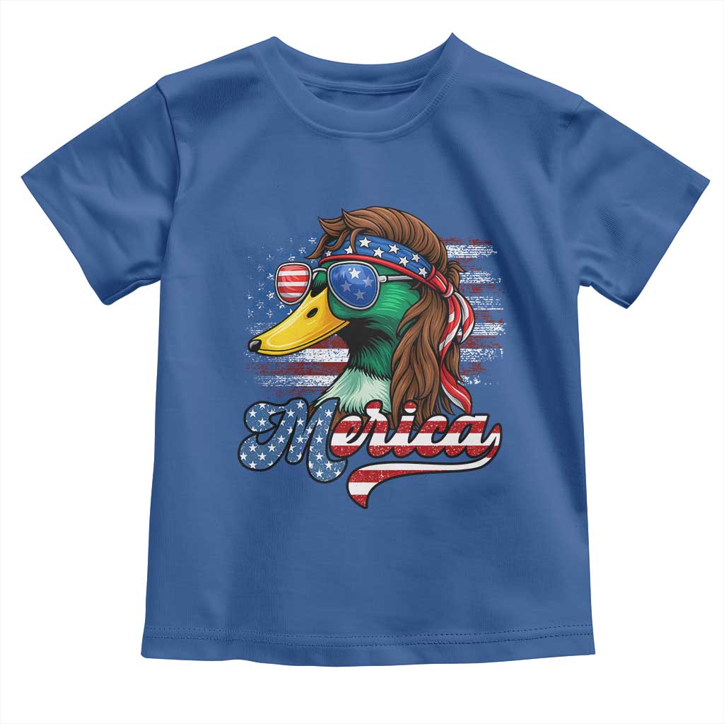 Funny Duck Merica Toddler T Shirt 4th Of July American Flag Patriotic Hunting - Wonder Print Shop